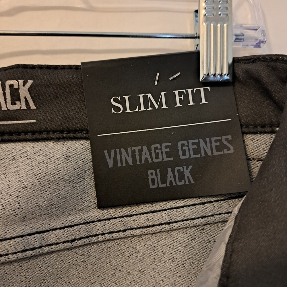 VGB Vintage Genes Black Slim Fit Gray French Terry Denim Jeans Mens 34X30 - Picture 5 of 10